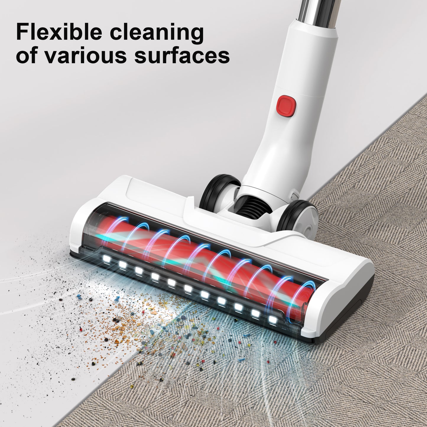 Cordless Vacuum Cleaner Stick Vacuums - Electric Brooms Powerful Lightweight Vaccum Cleaners Upright Handheld Rechargeable Lithium-Ion Battery Wireless for Home Pet Hair Hard Floor Carpet Car