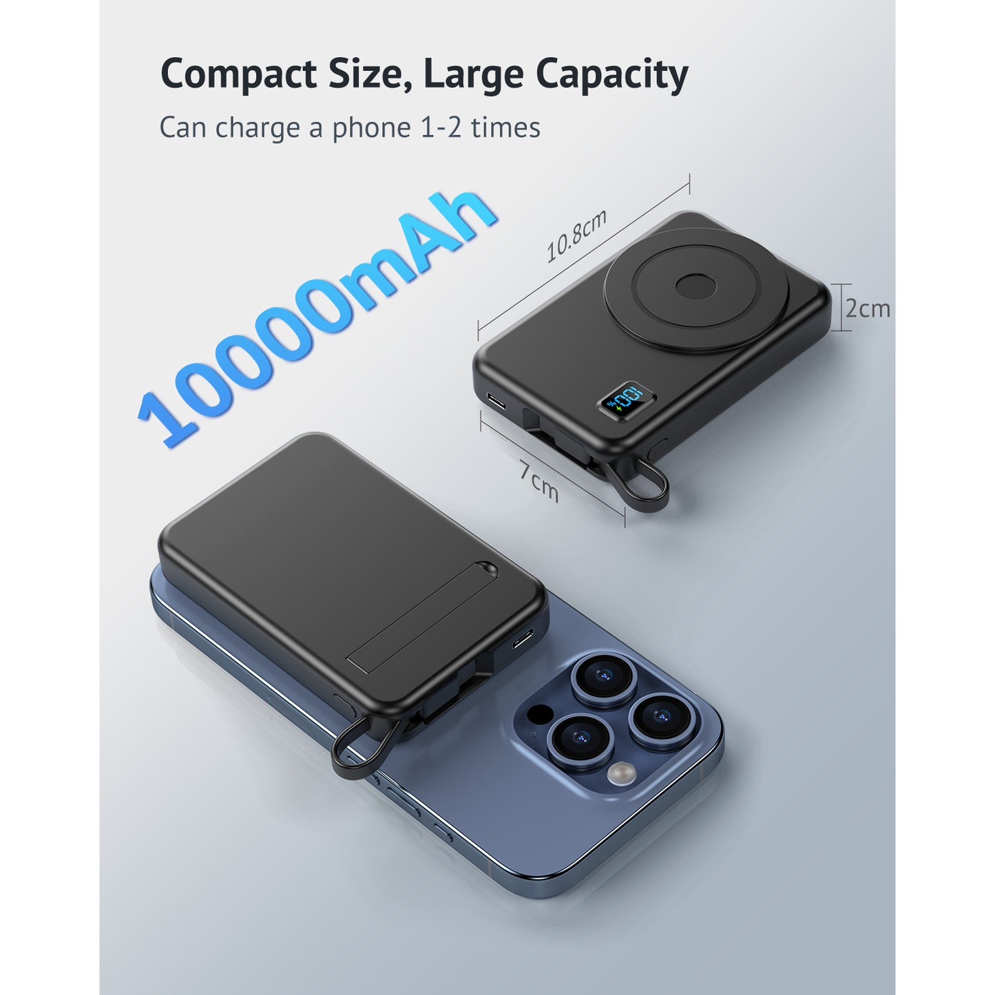 Magnetic Wireless Power Bank Fast Charging, 10000mAh Compatible Portable Charger PD 20W USB-C Battery Pack Compatible with iPhone 16/15/14/13/12 Plus/Pro/Pro Max/Mini