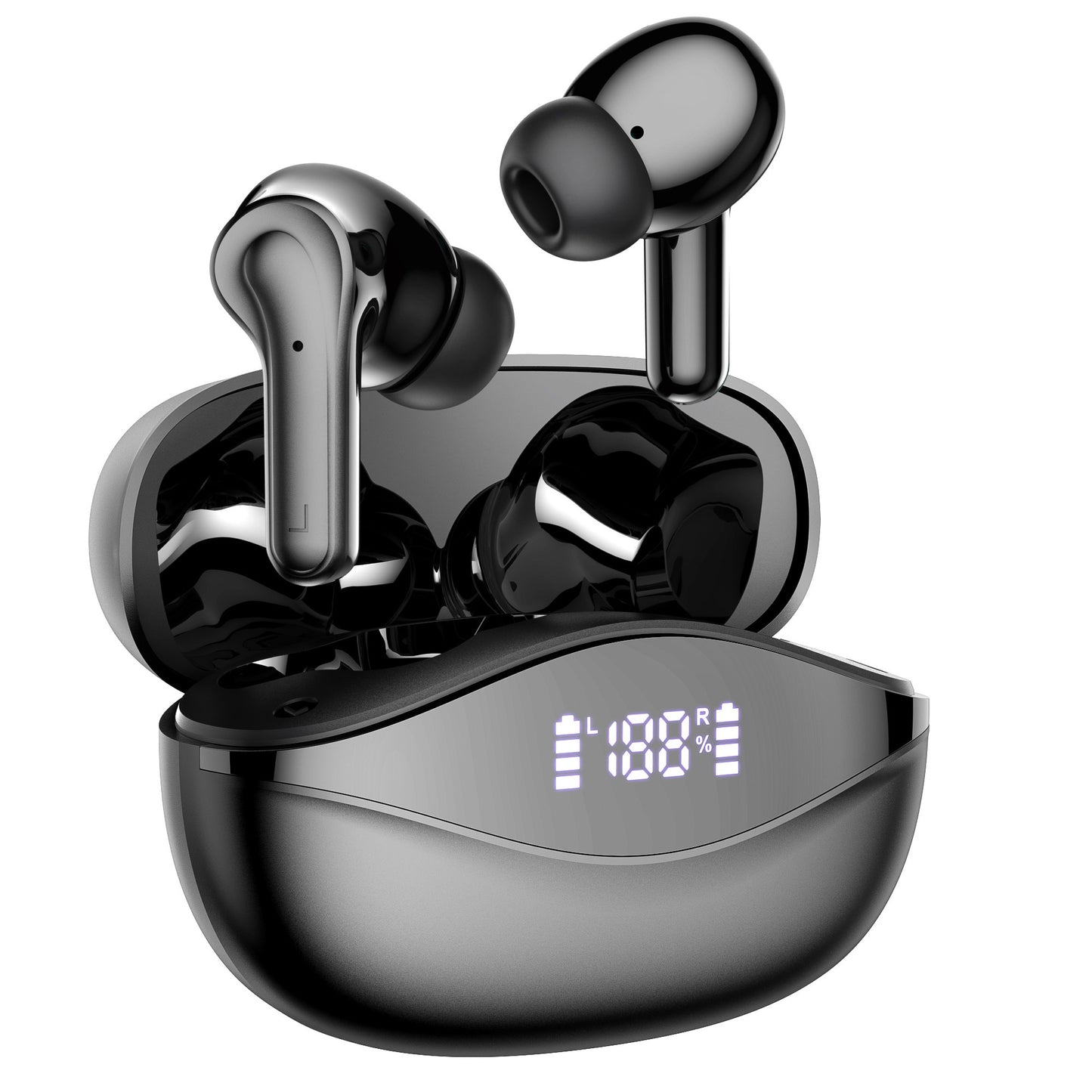 Wireless Earbud, Wireless Headphones 5.3 Stereo Bass Earphones, Ear Buds 40H Dual Mic Call, Earbud In-Ear USB-C LED Display Sport Headset.