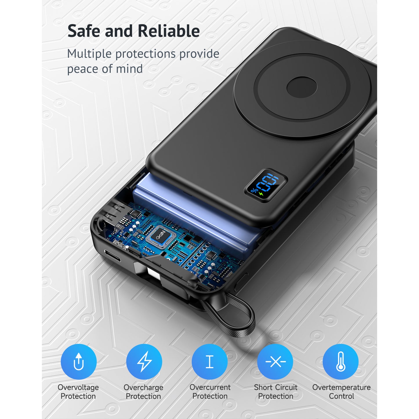 Magnetic Wireless Power Bank Fast Charging, 10000mAh Compatible Portable Charger PD 20W USB-C Battery Pack Compatible with iPhone 16/15/14/13/12 Plus/Pro/Pro Max/Mini