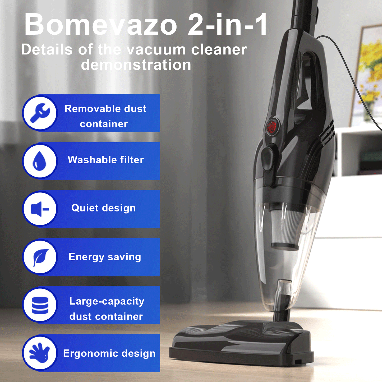 Handheld vacuum cleaner PowerfulCordless Vacuum Cleaner with20000Pa, Deep cleaning, AllergyFriendly, Tangle-Free Brush, Hooverfor All Hard Floors Carpet Pet Hair,thecomponents canbe cleaned