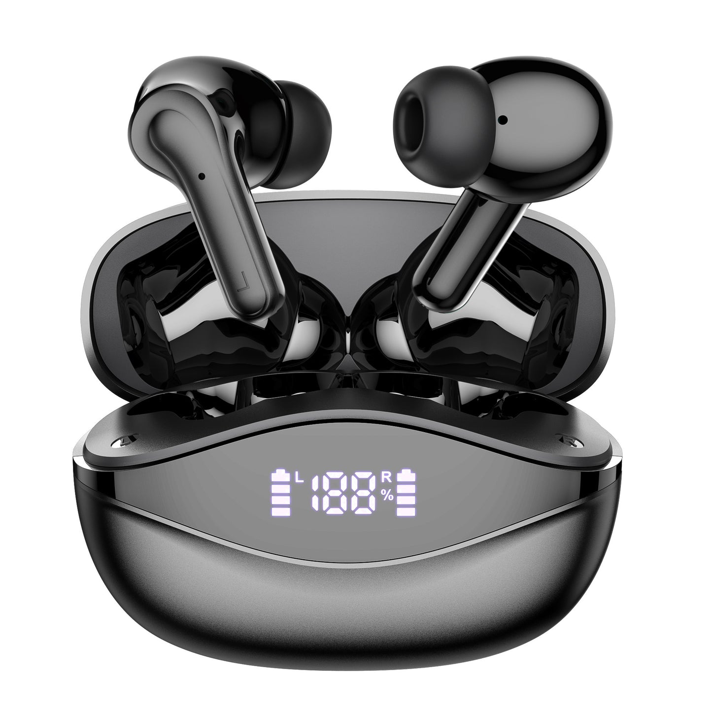 Wireless Earbud, Wireless Headphones 5.3 Stereo Bass Earphones, Ear Buds 40H Dual Mic Call, Earbud In-Ear USB-C LED Display Sport Headset.