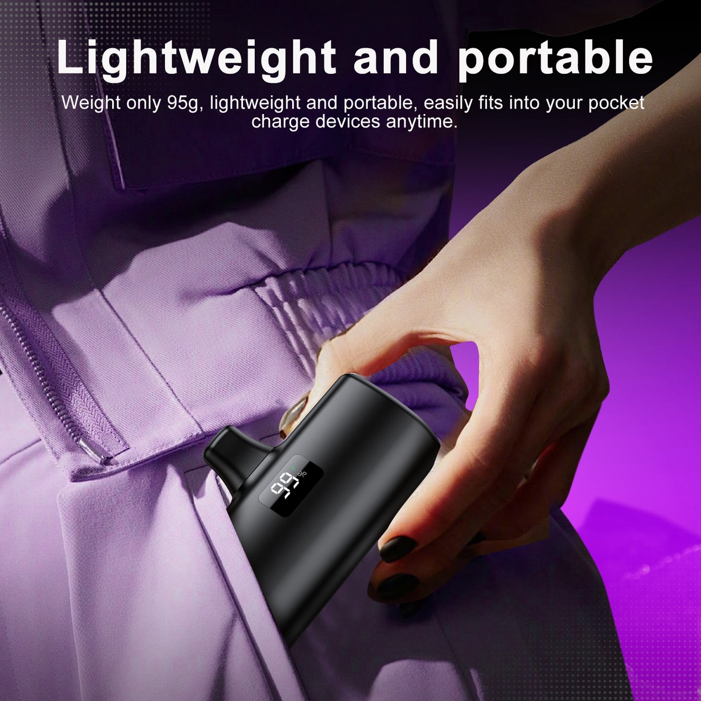 Powerbank 5000 mAh, Mini PortableCharger, small External Battery, Lightand Beautiful, compatible withiPhone 15/15 Pro, Samsung GalaxyA25,Xiaomi Note 13, Women, Men