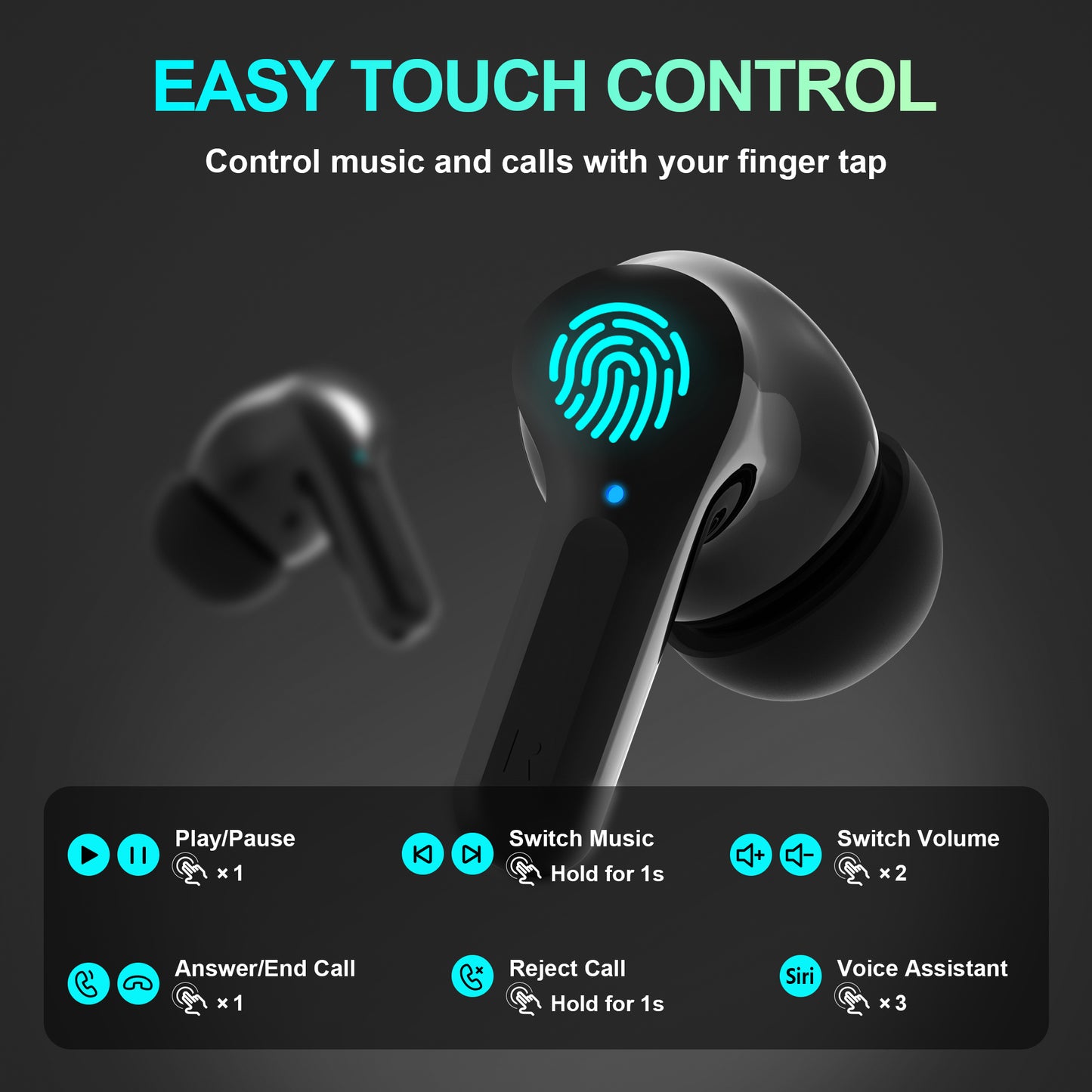 Wireless Earbud, Wireless Headphones 5.3 Stereo Bass Earphones, Ear Buds 40H Dual Mic Call, Earbud Headphones with LED Power Display Charging Case, Hi-Fi Microphone, Intelligent Noise Cancellation, Stereo Sound, and Sweat-Resistant Design