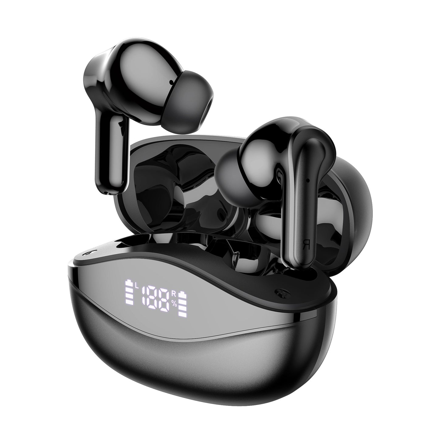 Wireless Earbud, Wireless Headphones 5.3 Stereo Bass Earphones, Ear Buds 40H Dual Mic Call, Earbud In-Ear USB-C LED Display Sport Headset.