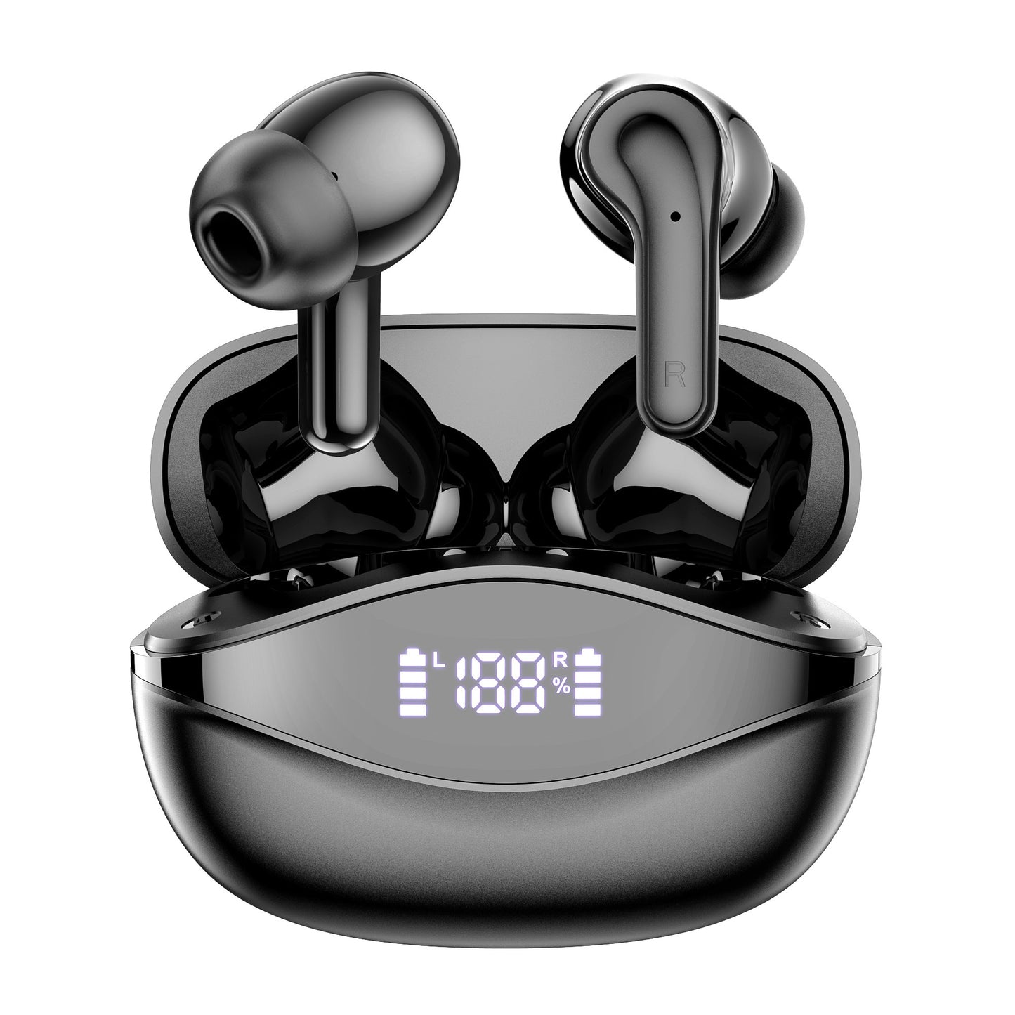 Wireless Earbud, Wireless Headphones 5.3 Stereo Bass Earphones, Ear Buds 40H Dual Mic Call, Earbud In-Ear USB-C LED Display Sport Headset.