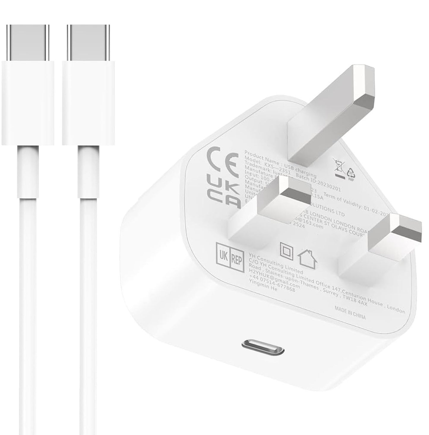 25W USB C Charger for iphone,iPhone 16/16 Pro/16 Pro Max/ iPhone 15/15 Pro/15 Pro Max/Type C to C 2M Cable and 25W Fast Charging Plug for iPad Pro 12.9/11 1Gen and up, iPad Air 5th/4th, 2022 iPad 10th Mini 6th, Pixel UK Wall PD Power Adapter