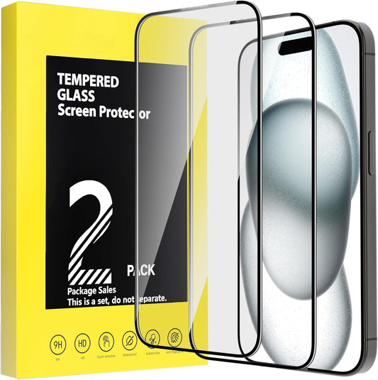 Suitable for iPhone 12/13/14/15 /16series, 2 pieces of 9H hardness tempered glass film, scratch resistant, shatter resistant, impact resistant, bubble free, with installation tools, super wear-resistant