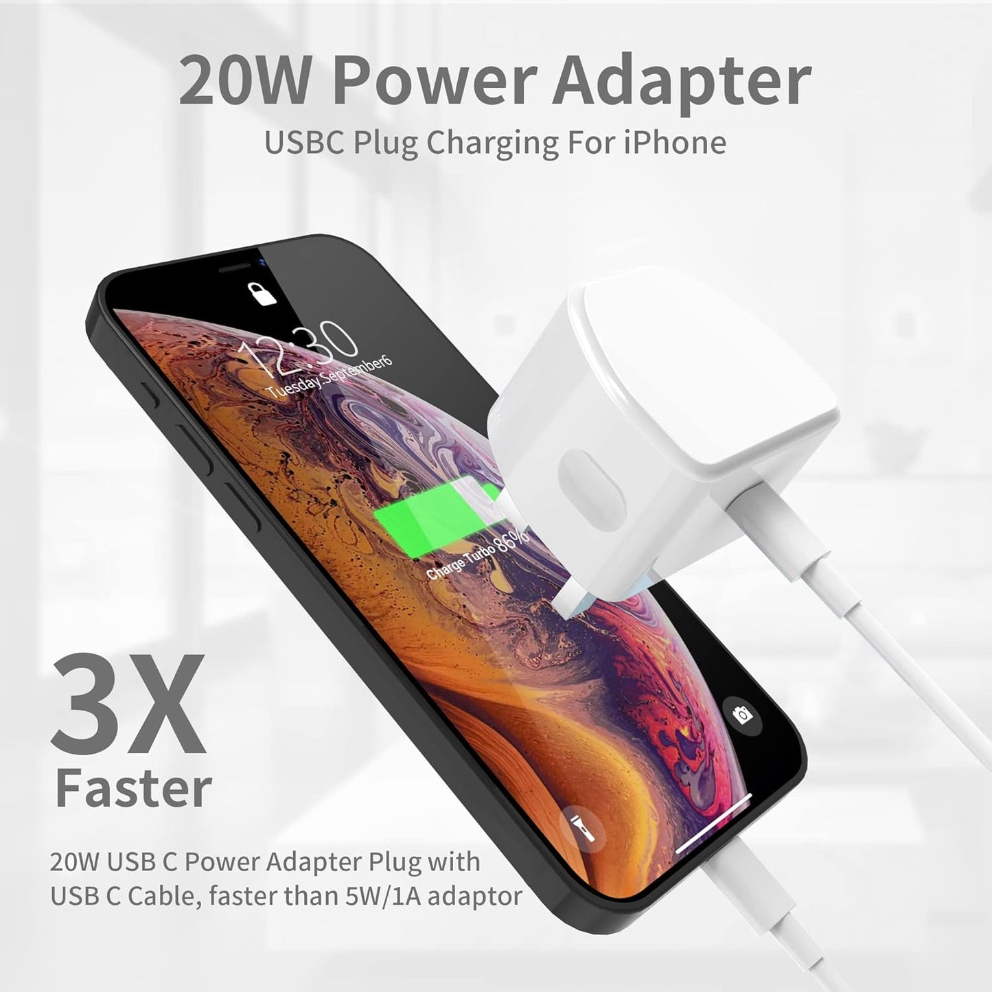 2-Pack 20W USB C Fast Charger for iPhone 14/14 Plus/14 Pro/14 Pro Max/13 12 11 X XR XS SE 2020 8 7 6 6S Mini, Pad Pro, USBC PD Wall Charging Plug UK Type C Power Adapter