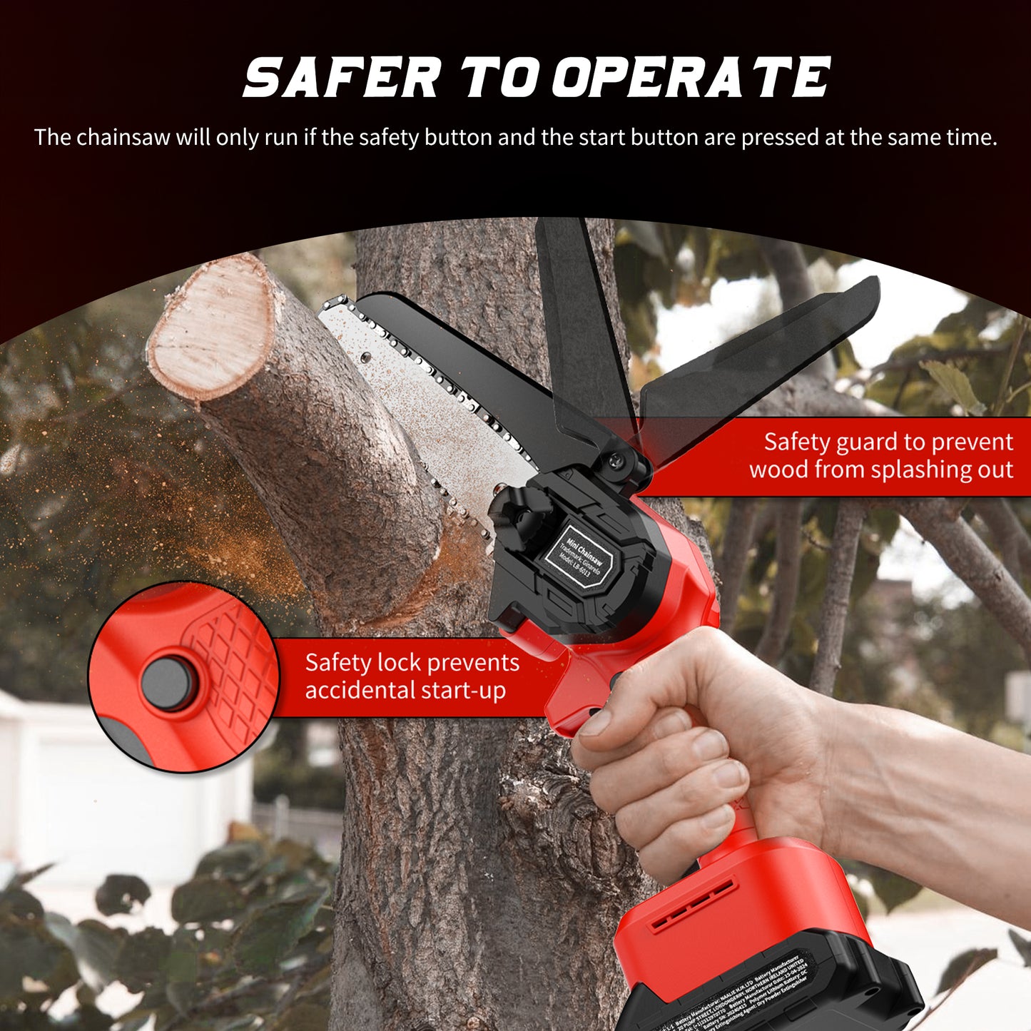 Ginarelo Cordless Mini Chainsaw Battery Small - Chainsaws Chain Saws Handheld Lightweight Outdoor Power Tools for Cutting Trees Pruning Branch Cutter 6 Inch 2 Batteries with Charger Rotorazer