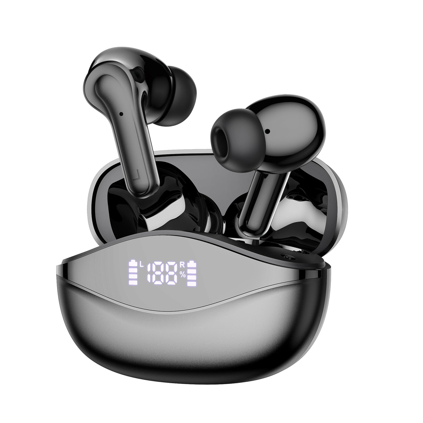 Wireless Earbud, Wireless Headphones 5.3 Stereo Bass Earphones, Ear Buds 40H Dual Mic Call, Earbud In-Ear USB-C LED Display Sport Headset.