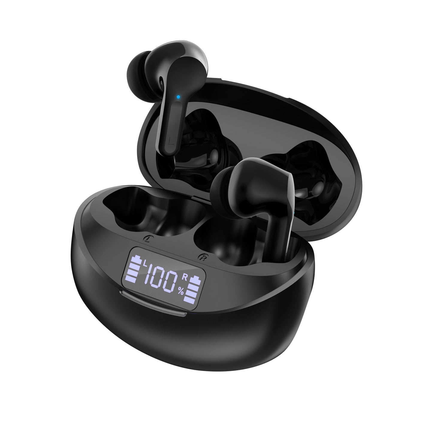 Wireless Earbud, Wireless Headphones 5.3 Stereo Bass Earphones, Ear Buds 40H Dual Mic Call, Earbud Headphones with LED Power Display Charging Case, Hi-Fi Microphone, Intelligent Noise Cancellation, Stereo Sound, and Sweat-Resistant Design